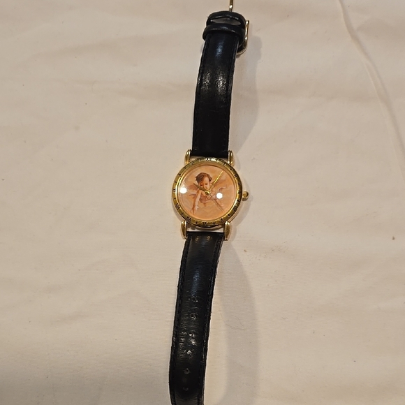Relic Accessories - Black and Gold Leather Strap Watch